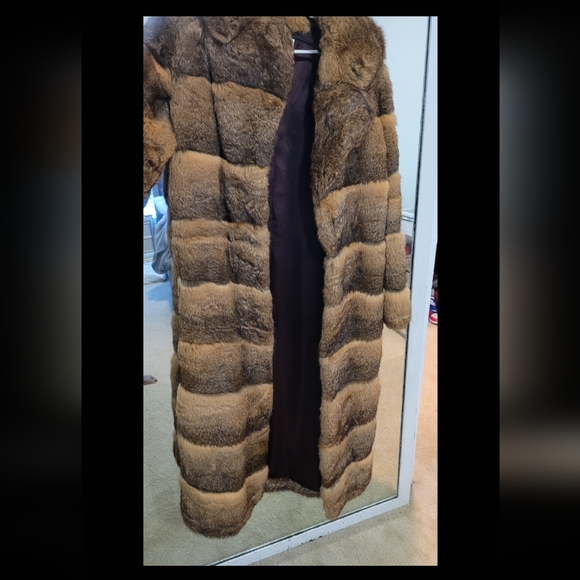 Vintage Elan 100% French Rabbit Fur Coat Size L Brown Mid Length - Picture 3 of 10